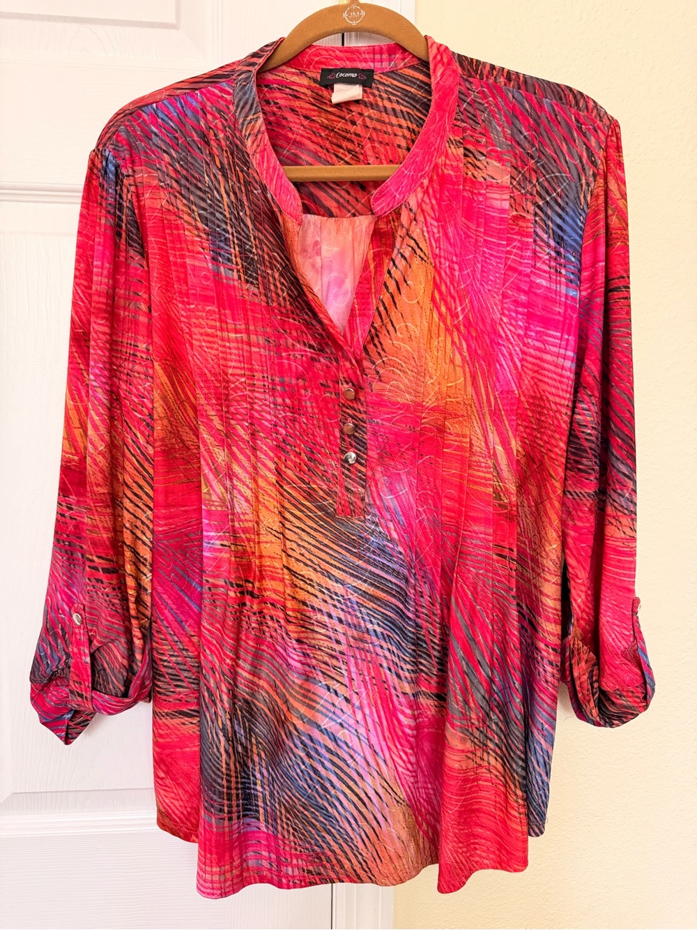 Cocomo Pink Multi-Color V-Neck Tunic
